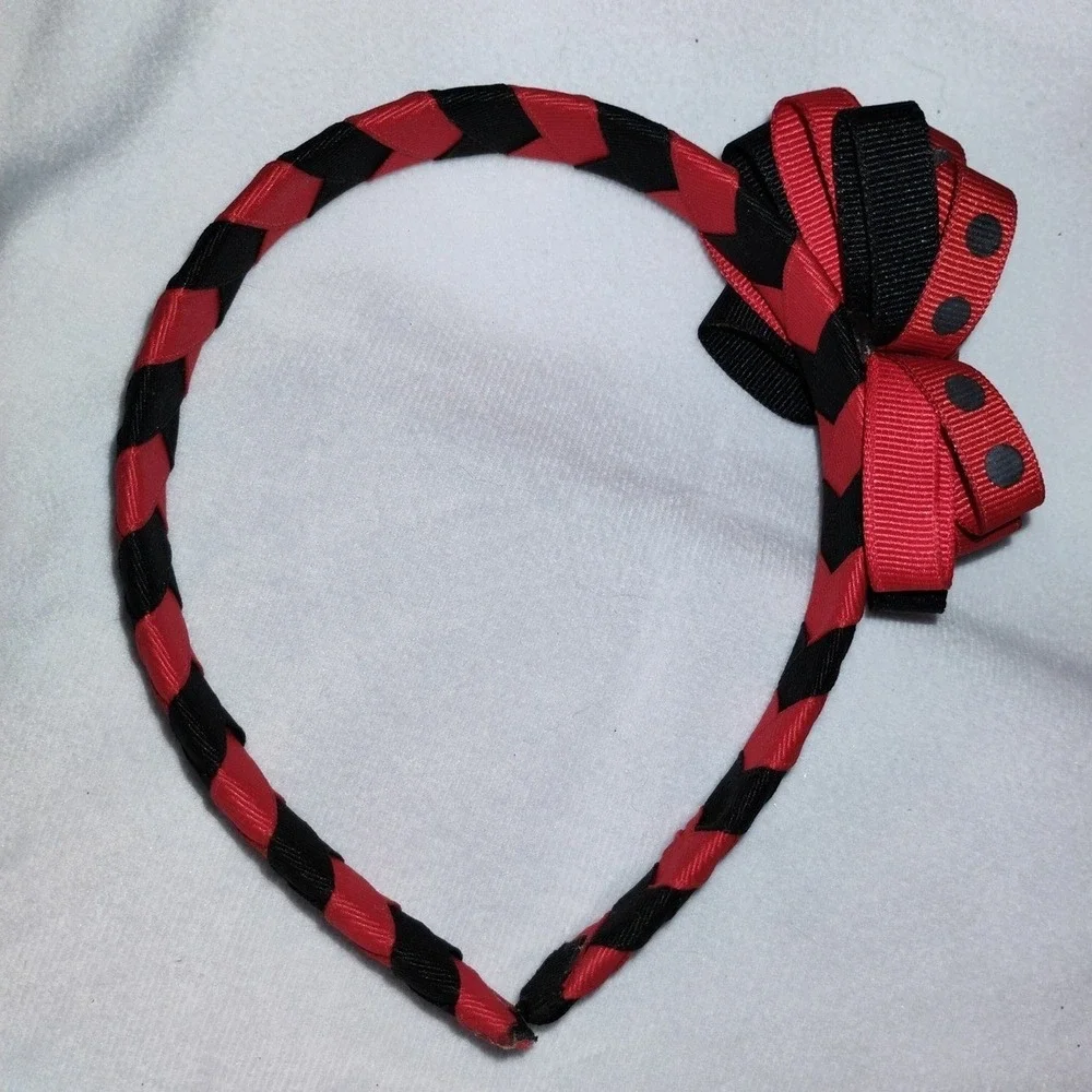 Girls Ladybug Hair Bow Clip Headband Red Black Ribbon Party Costume‎ Accessory